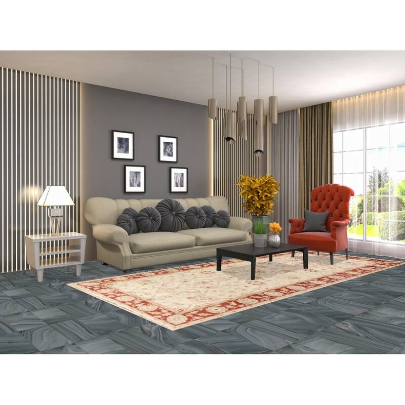 Hand Knotted Oriental 100% Wool Carpet Traditional Floral Beige & Ivories Chobi-Peshawar Area Rug - 11' 2'' X 5' 0''