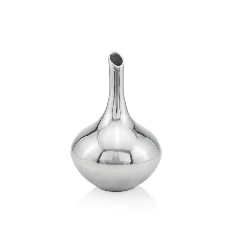 HomeRoots 13" Aluminum Silver Bud Table Vase - 8