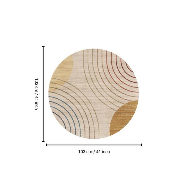 dimension image slide 8 of 13, Round Area Rugs Oriental Floral Rugs Soft Indoor Rug