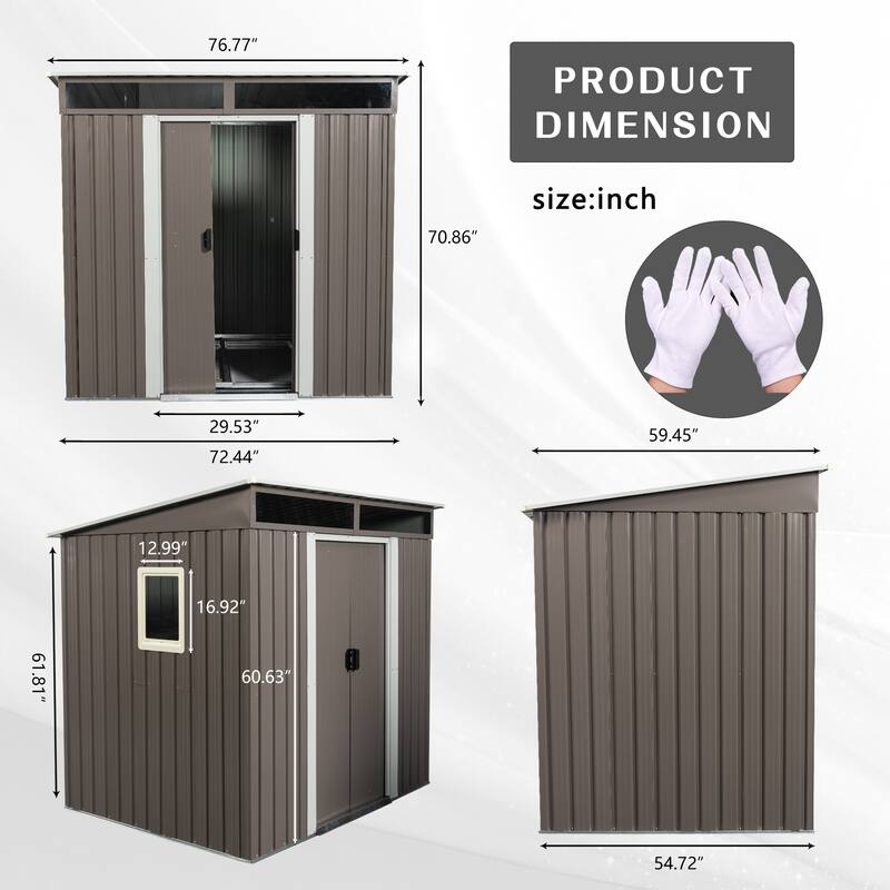 Outdoor Rust-proof Metal Storage Shed Garden Shed with Lockable Sliding Door, Weatherproof Tool Shed