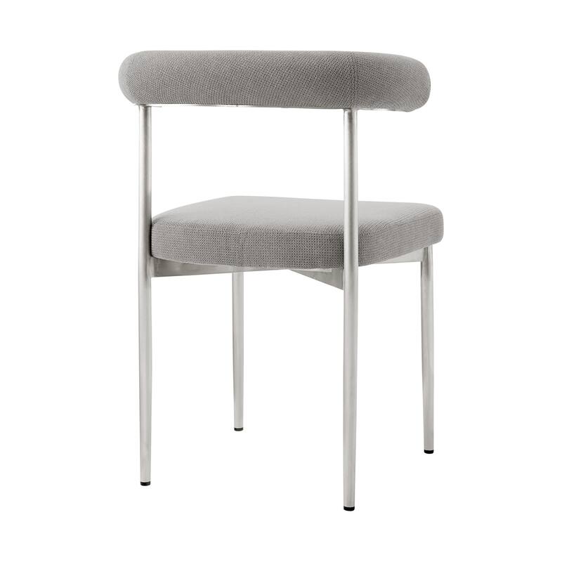 HomeRoots Set of Two Gray And Silver Upholstered Polyester Open Back Dining Side Chairs