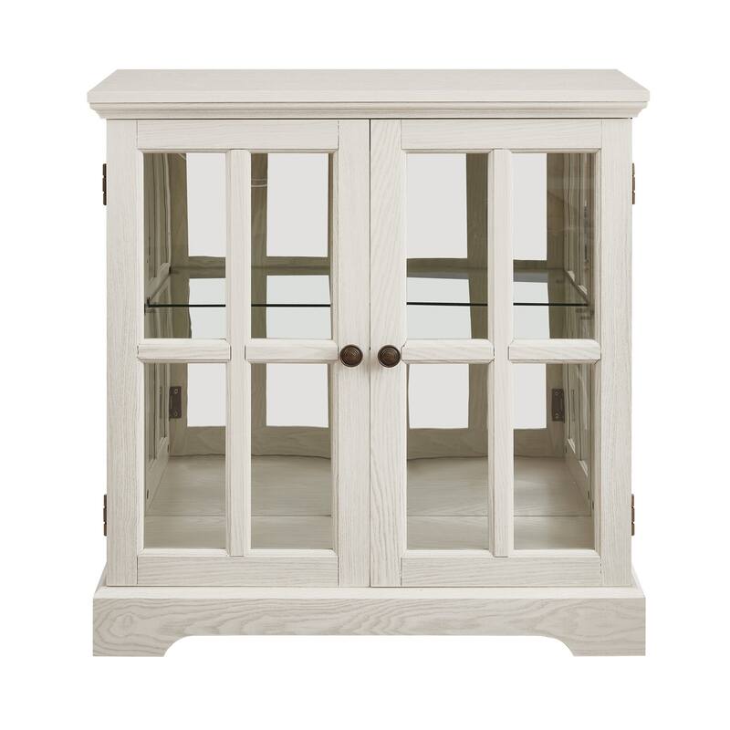 LED Glass Antique Curio Display Cabinet Showcase with Lattice Doors