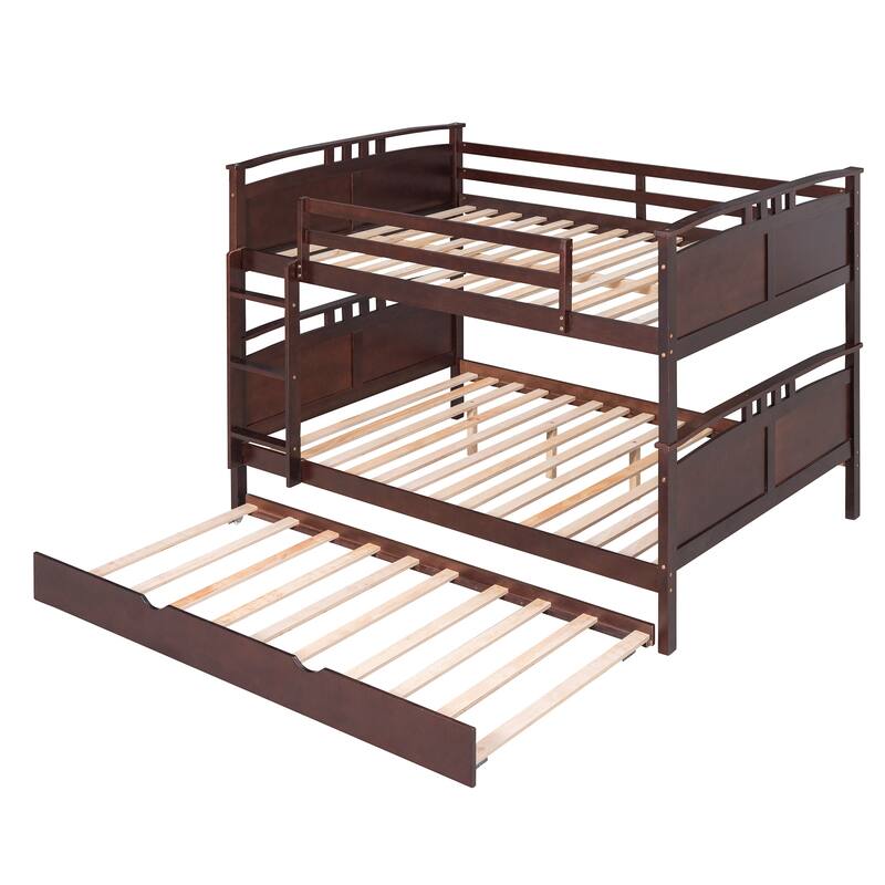 Full-Over-Full Bunk Bed with Twin size Trundle , Separable Bunk Bed for Bedroom