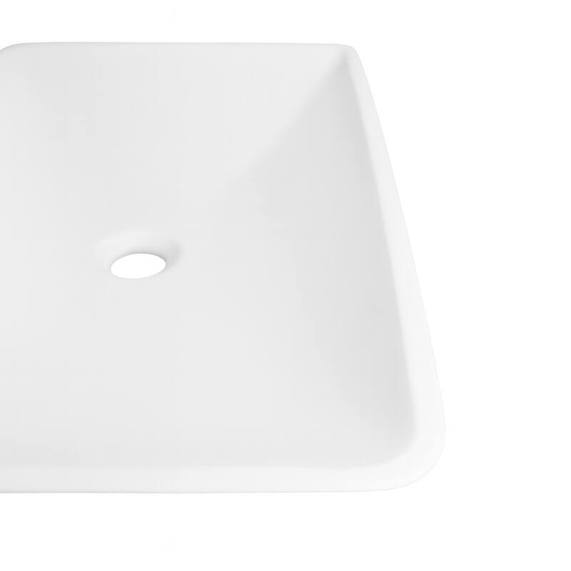 Carrivo Matte White Solid Surface Rectangular Vessel Sink