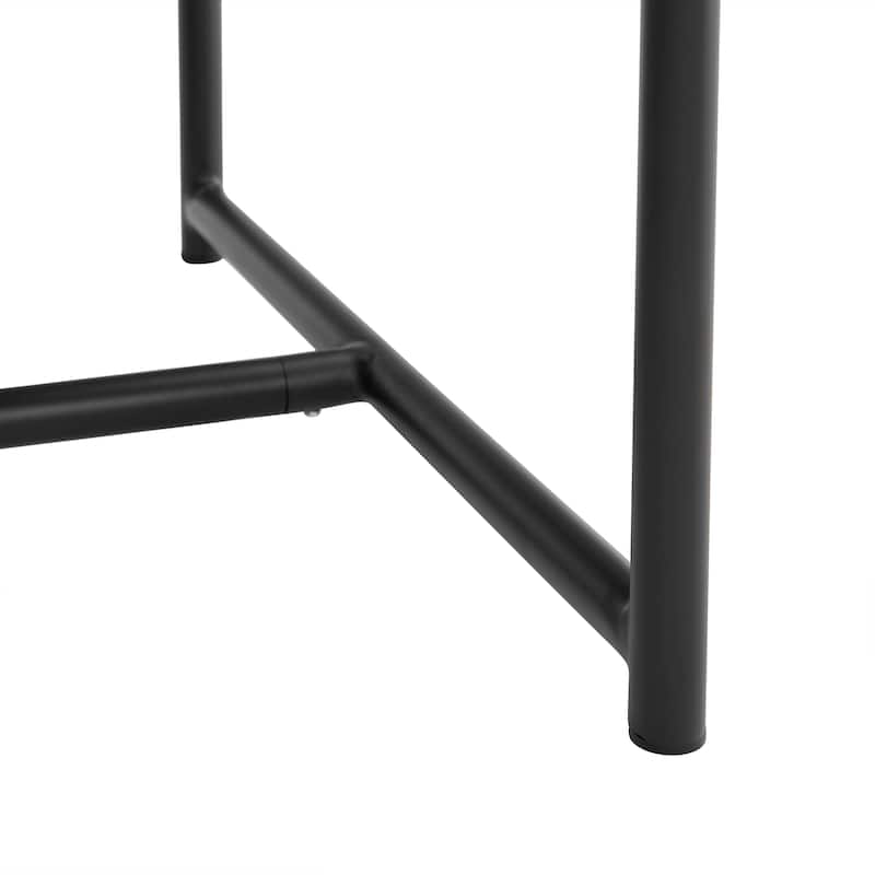 Crown 63" Aluminum and Teak Outdoor Patio Dining Table with Stone Top