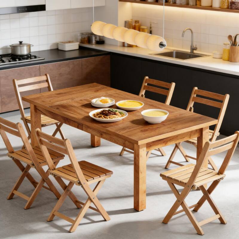 Dining Table for 6-8, Wood Meeting Table Coffee Table with Sturdy Legs, Large Kitchen Table Work Table