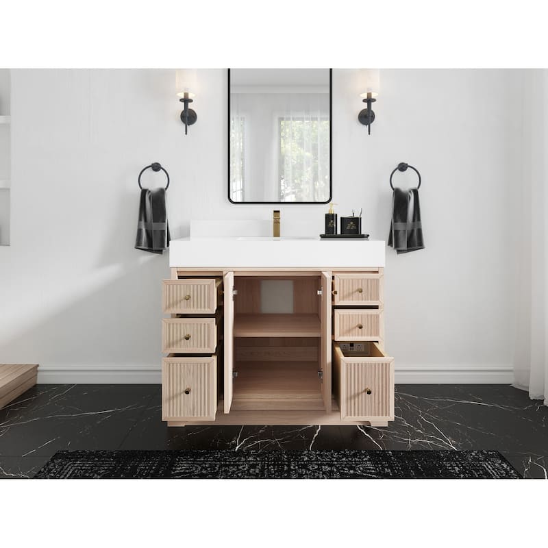 Willow Collections 42 in. W x 22 in. D Manhattan Oak Wood Single Sink Bathroom Vanity with Countertop