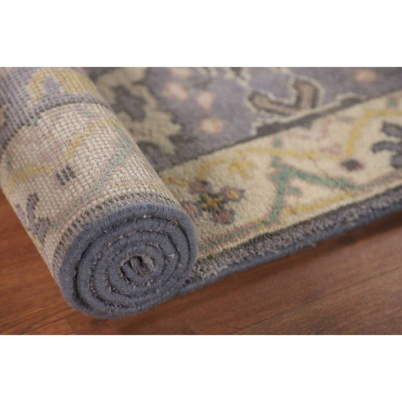 Lilac Oushak Indian Runner Rug Handmade Wool Carpet - 2'5"x 12'3"