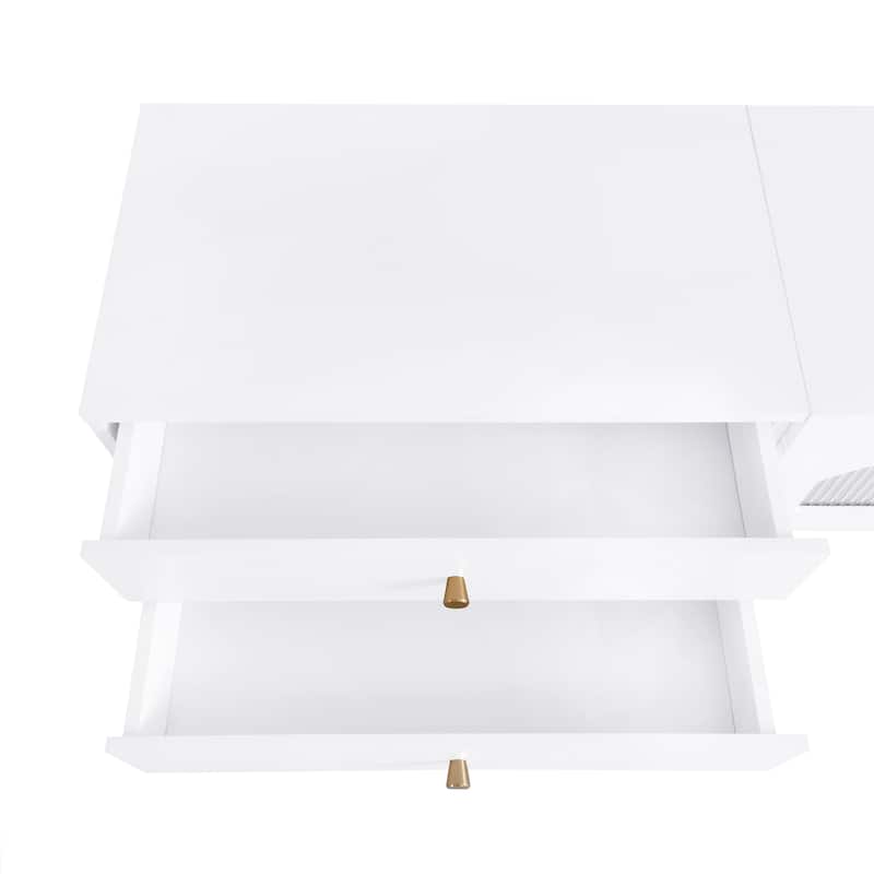 White 86.6" TV Stand with Fluted Glass Doors and Multiple Storage Options for TVs Up to 95"