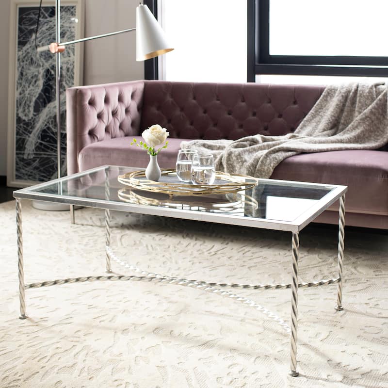 SAFAVIEH Couture Sedighe Glass Coffee Table - 40" W x 24" D x 18" H - 40"W x 24"D x 18"H