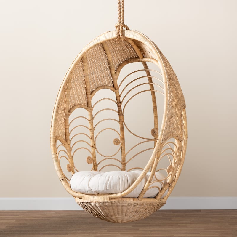 Umika Modern Bohemian Natural Brown Rattan Hanging Chair