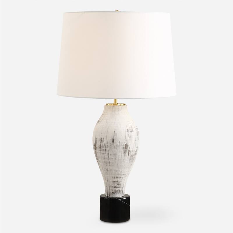 Rustic Table Lamp with Tapered Shade - 29.5" - White