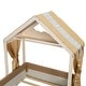 preview thumbnail 7 of 12, Brown+White Twin Size Upholstered House Bed with Curtains for Kids