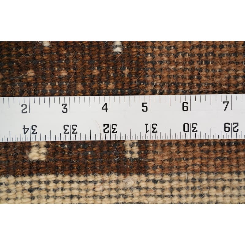 Hand Knotted Oriental 100% Wool Carpet Modern Geometric Brown Gabbeh Area Rug - 4' 5'' X 2' 5''