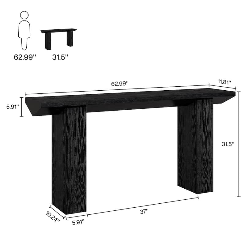 63" Long Sofa Table, Modern Console Table with Thickened Tabletop, Wooden Entryway Table for Living Room, Bedroom