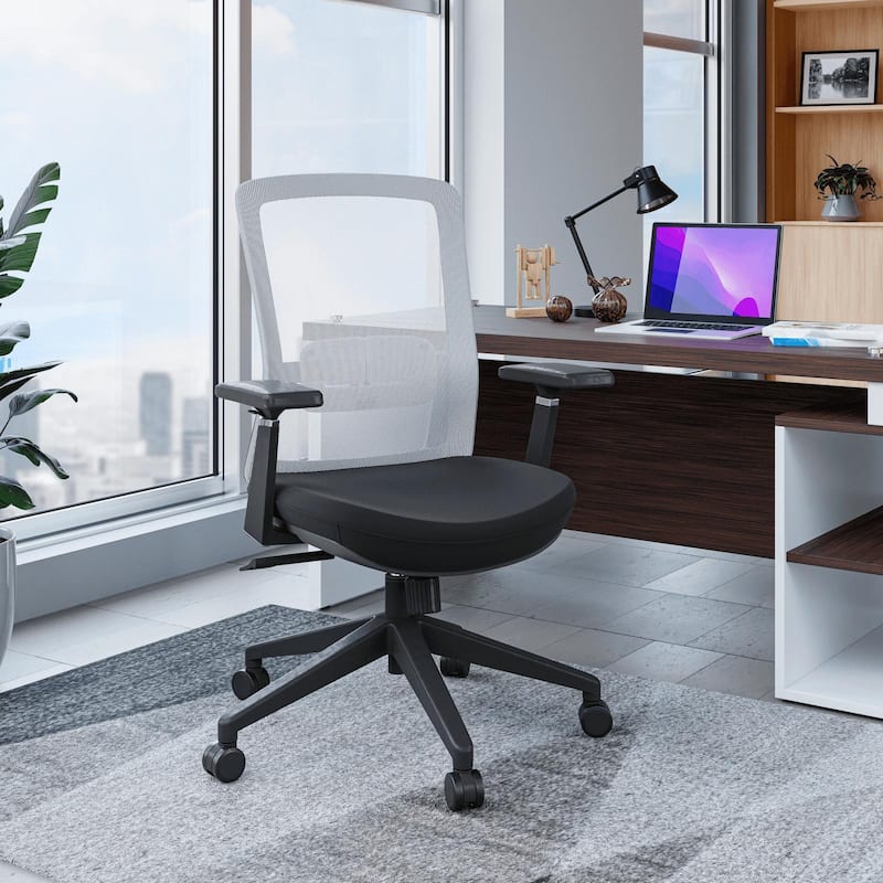 Ingram Contemporary Ergonomic Mesh Office Chair - Adjustable Height & Armrests, Mid-Back Swivel Desk Chair for Home Office
