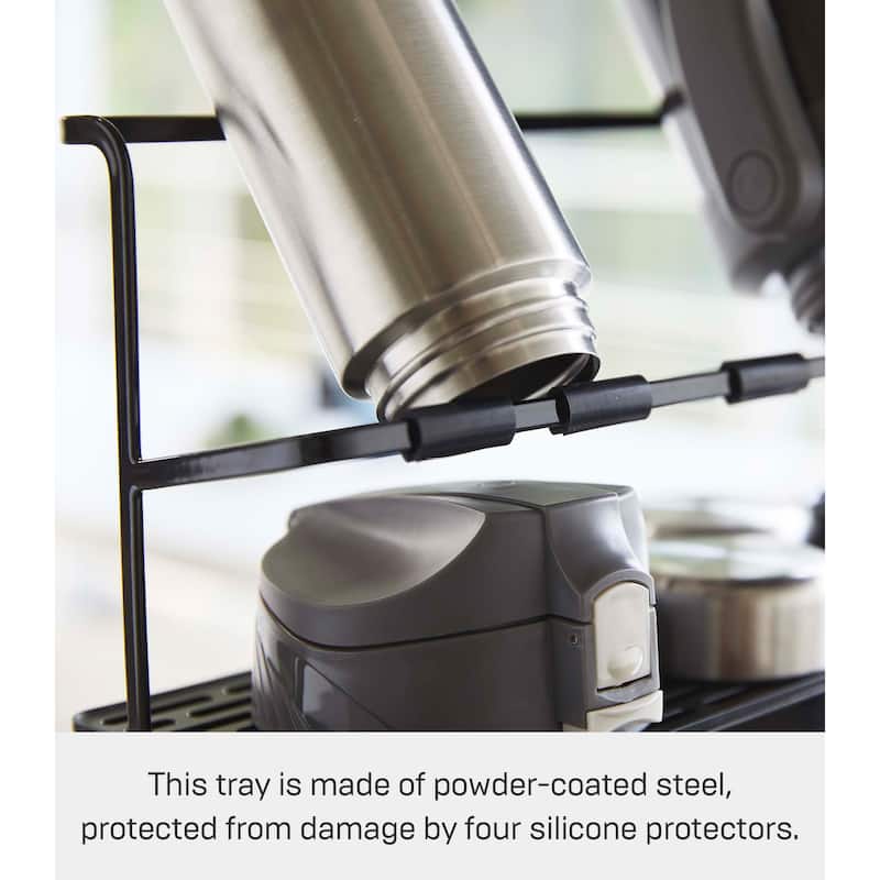 Yamazaki Home Countertop Bottle Drying Rack, Steel, Holds 4.4 lbs - L 4.72 x W 12.6 x H 6.69 inches