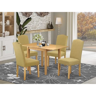 HomeStock 5-Pc Natural Oak Finish Solid Wood Top - Dining Room Set - Seats 4
