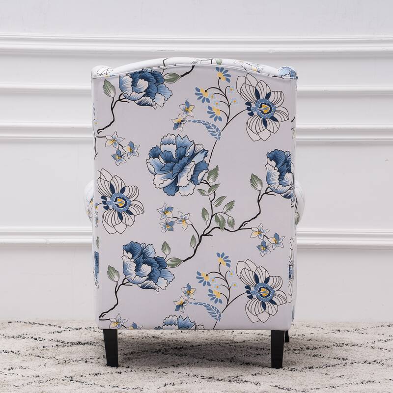 Upholstered Trim Wingback Armchair with Nailhead Trim