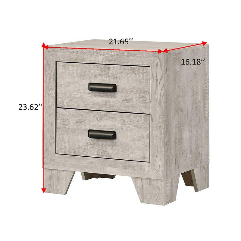 1pc Transitional 2-Drawer Nightstand