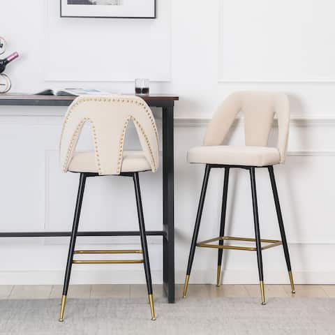 Bar Stool & Counter Stools with Nailheads and Gold Tipped