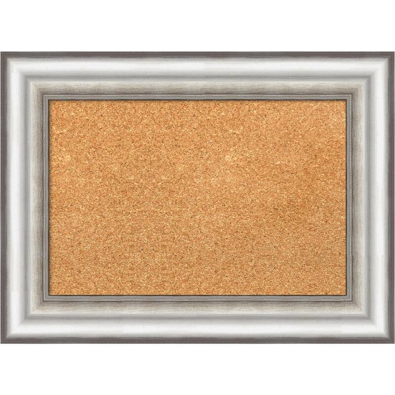 Salon Silver Framed Cork Bulletin Memo Board - 23-Inch x 17-Inch