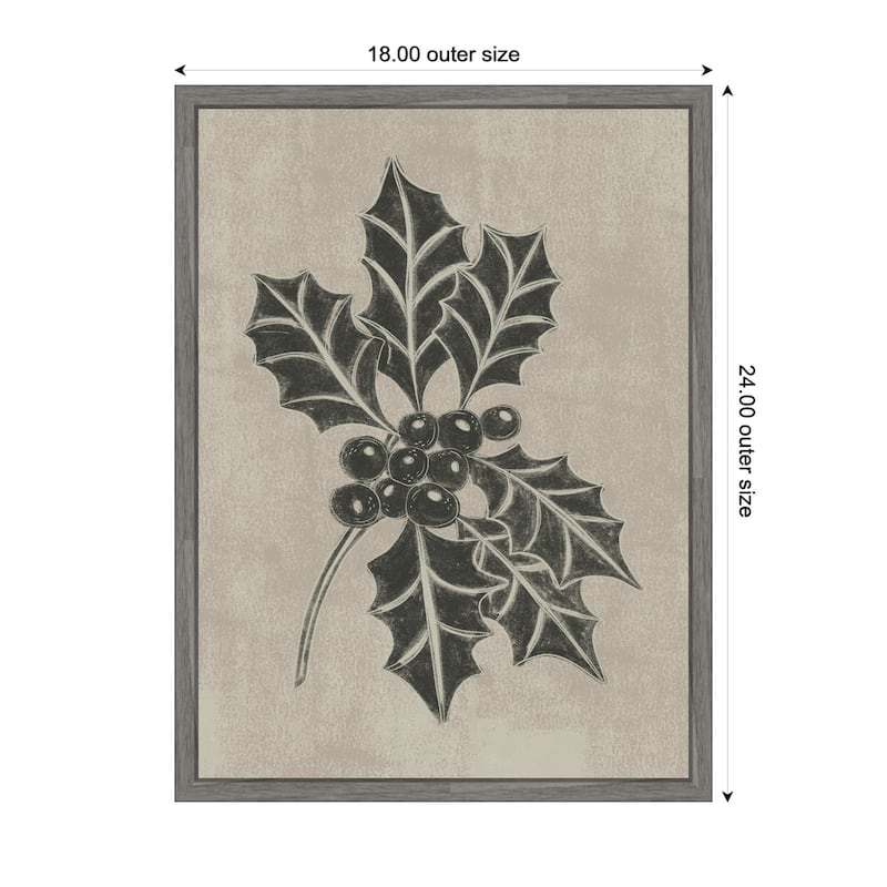 Kate and Laurel Framed Canvas Holly Berry by Nikita Jariwala