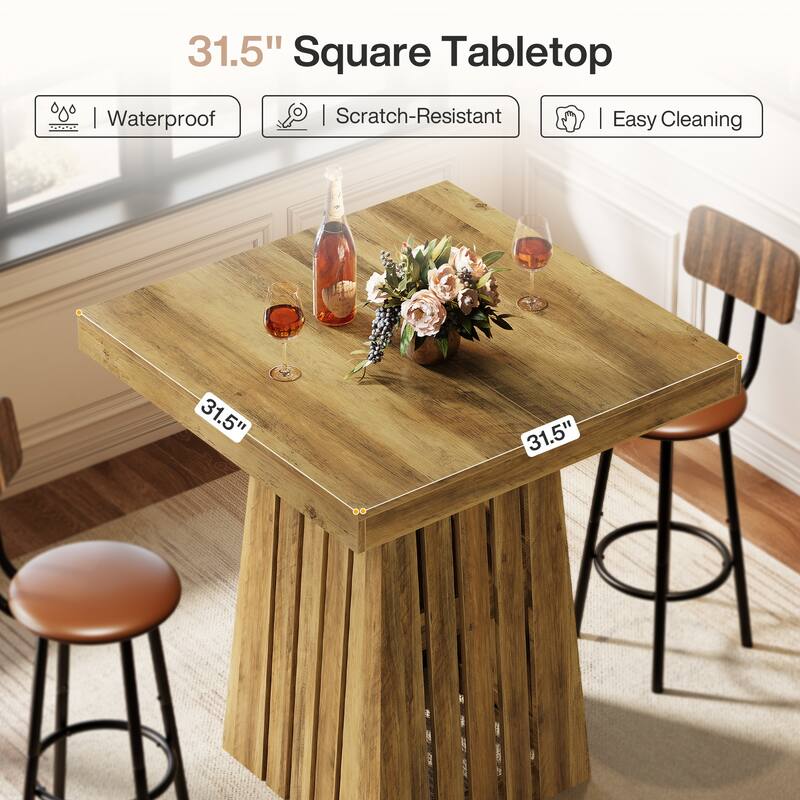 37.8 Inches Square Bar Table, Bar Height Pub Table for Kitchen, Living Room - 31.5" L x 31.5" W x 37.8" H