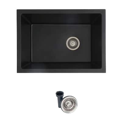 Dual mount 25 inch Black Composite Granite Single Bowl Utility Sink