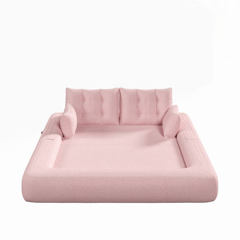 3-in-1 Teddy Fabric Foam-Filled Sleeper Sofa Bed