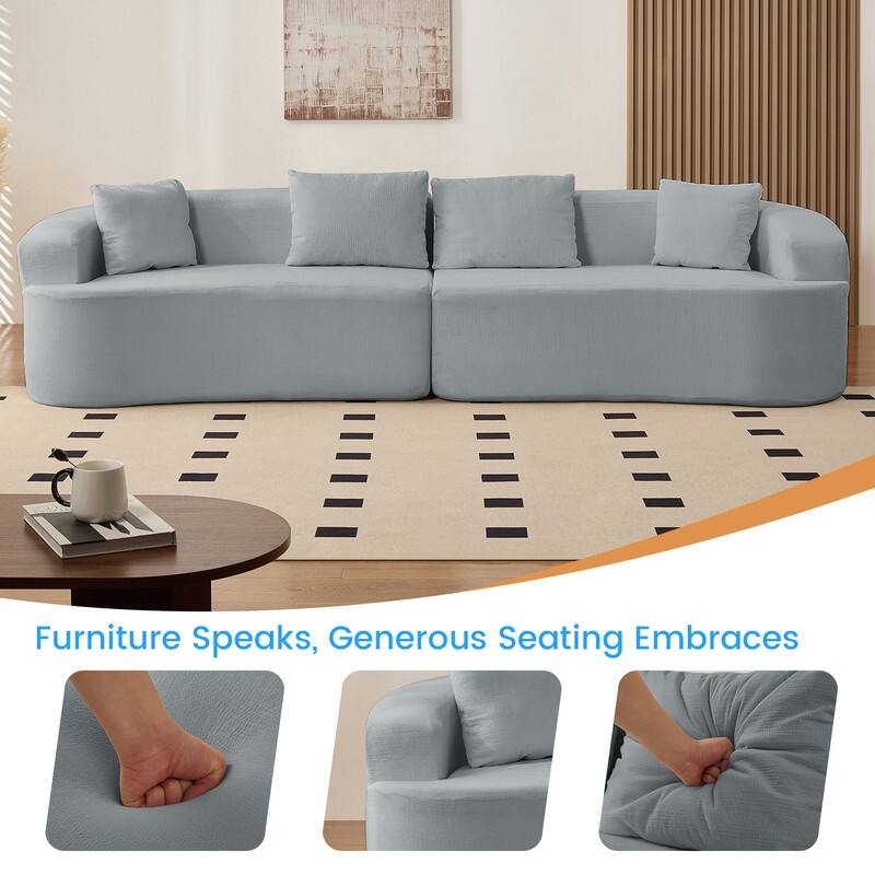 Mixoy 112" Curved Modular Sectional Sofa in Chenille Fabric Modern Minimalist Design Compressed No Assembly Required