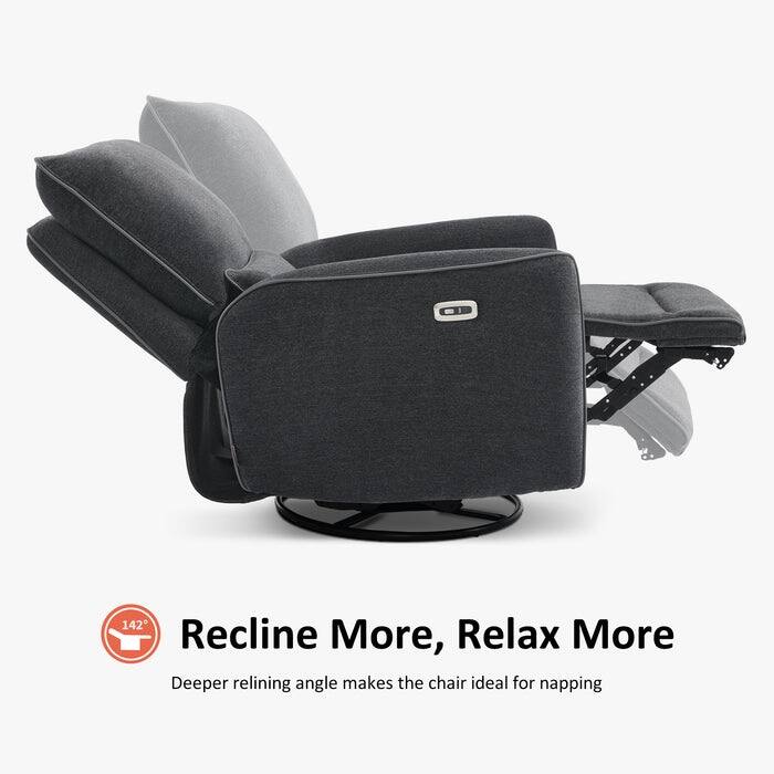 MCombo Power Swivel Glider Recliner Chair with USB Charging Ports for Living Room and Nursery, Fabric 6922