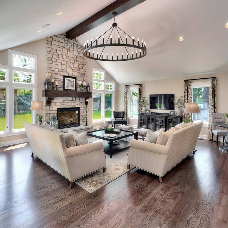 53" Large Wagon Wheel Chandelier Black Farmhouse Pendant Light Fixtures