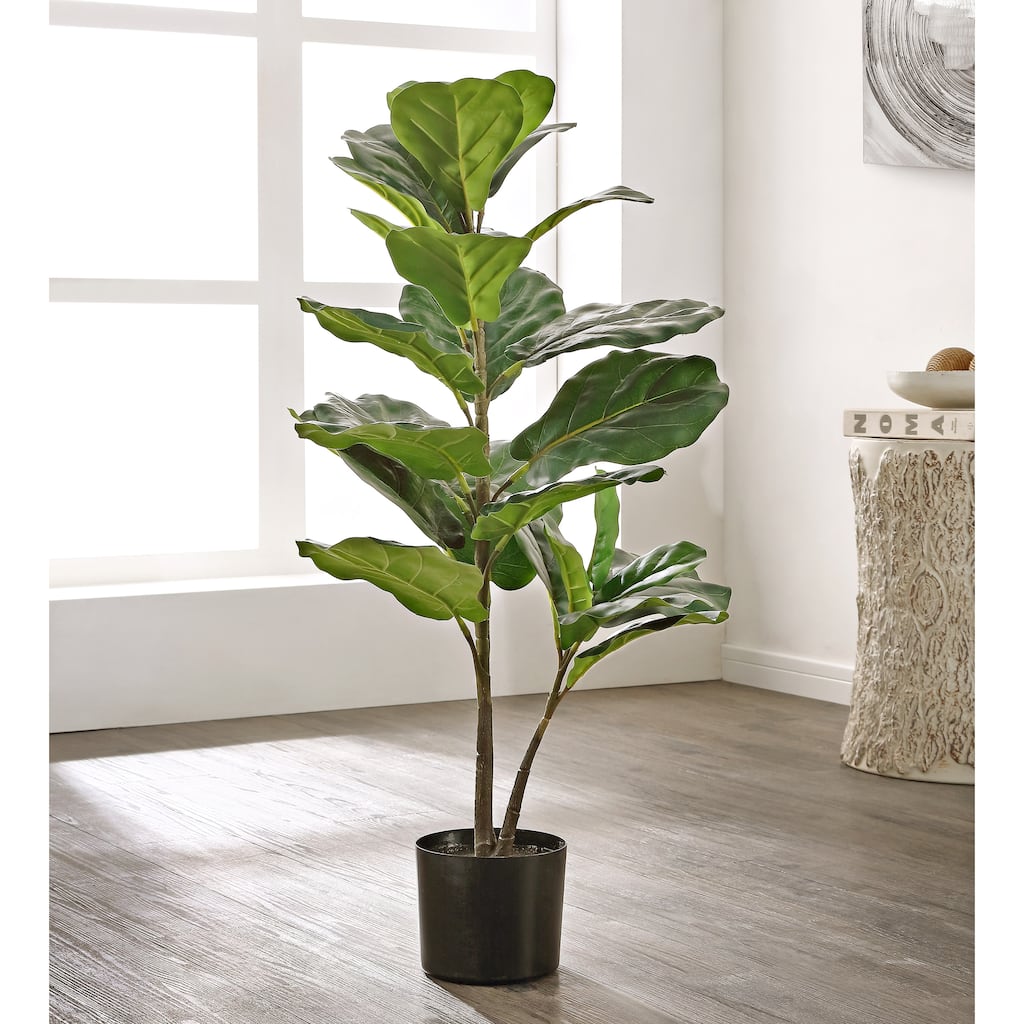 SAFAVIEH Sharleen Faux Ficus Lyrata Potted Tree - 16.1" W x 15.8" L x 35.8" H - 16Wx16Dx36H