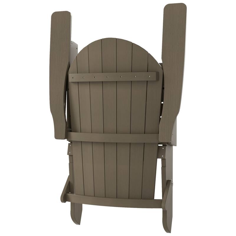 Vineyard HIPS Outdoor Folding Eco-Friendly All Weather Seashell Adirondack Chair with Ottoman (2-Piece Set)