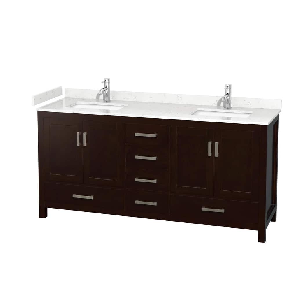 Wyndham Collection Sheffield 72" Double Bathroom Vanity, Carrara