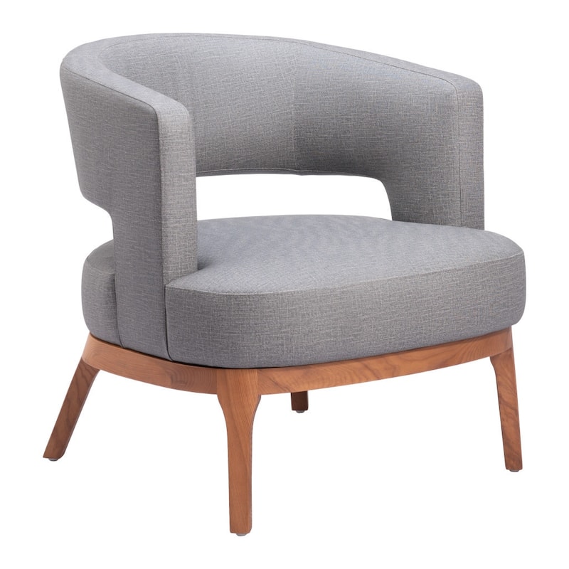 HomeRoots 27" Slate Gray And Brown Faux Leather Arm Chair - 26.8' X '27.2' X '27.2