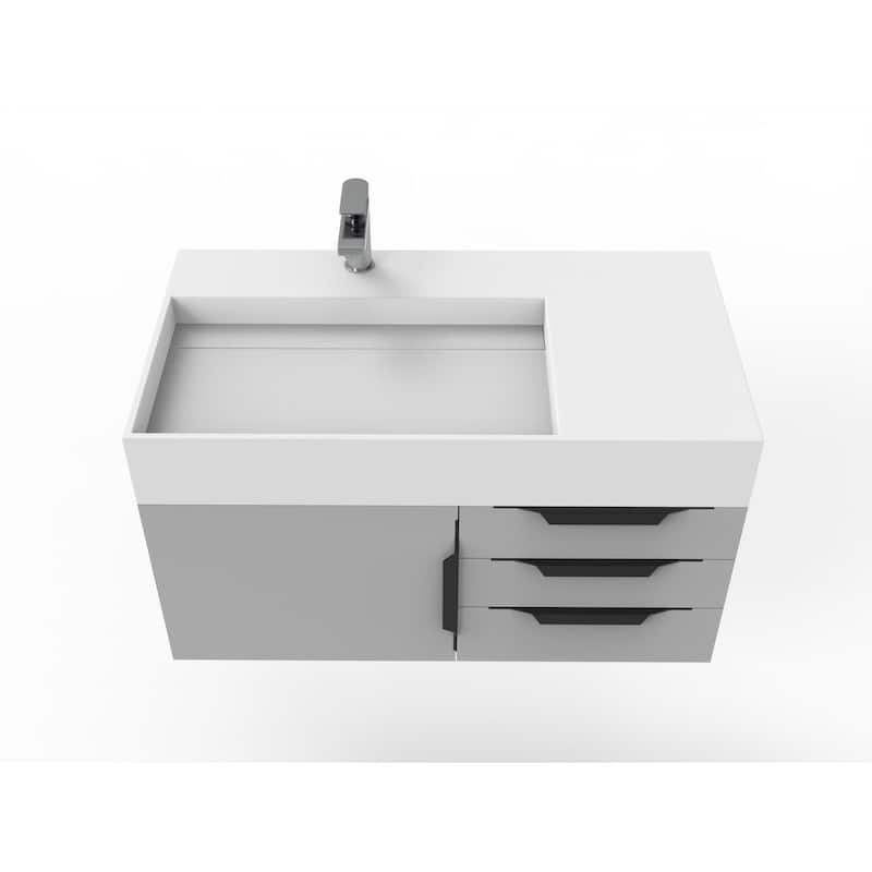 Amazon 36" Wall Mounted Bathroom Vanity Set w/ White Top