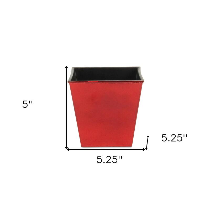 HomeRoots 5" Red Recycled Plastic Indoor Outdoor Rectangular Pot Planter