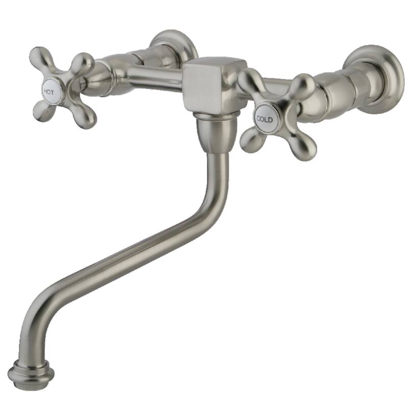Kingston Brass Heritage Two-Handle 2-Hole Wall Mount Bathroom Faucet - Brushed Nickel