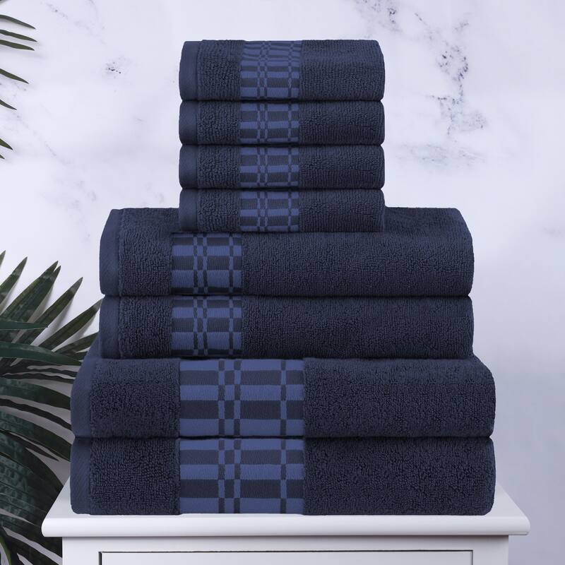 Superior Larissa Cotton Embroidered Geometric Border 8-Piece Towel Set