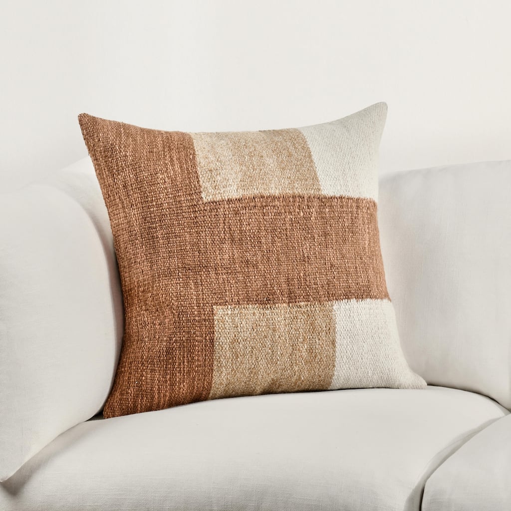 Villa by Classic Home Kass Woven Fabric Color Block Throw Pillow