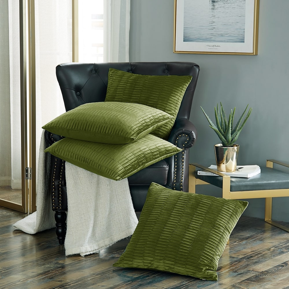 Agnew Pleated Velvet Decorative Throw Pillow Cover Set, NO INSERT