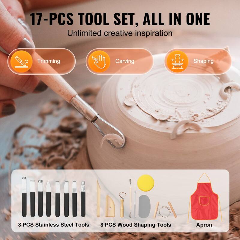 Pottery Wheel, 11 inch Pottery Forming Machine, 450W Electric Wheel for Pottery with Foot Pedal and LCD Touch Screen - 11 inch
