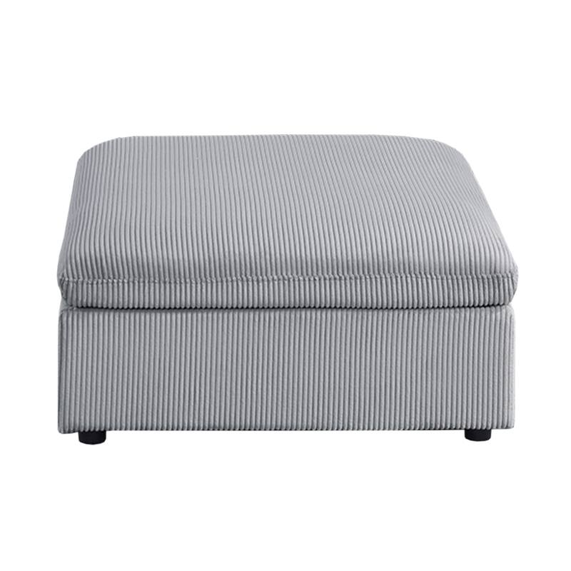 Light Gray Corduroy Upholstered Modular Piece with Low Legs