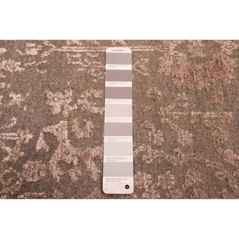 ECARPETGALLERY Hand-knotted Heritage Brown, Taupe Silk, Wool Rug - 2'6 x 13'10