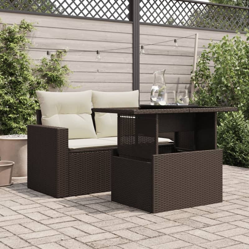 vidaXL Patio Table Rectangular Backyard Garden Poly Rattan and Acacia Wood - 39.4 x 21.7 x 28.7 in