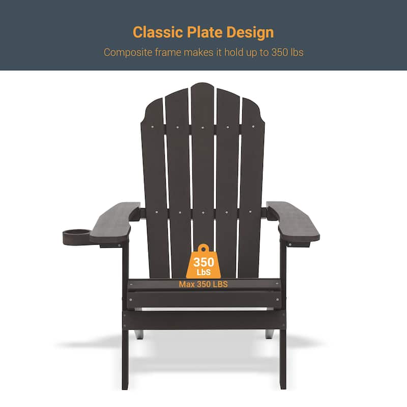 LIVOOSUN Outdoor Folding Adirondack Chair w/Cup Holder Set of 2 or 4