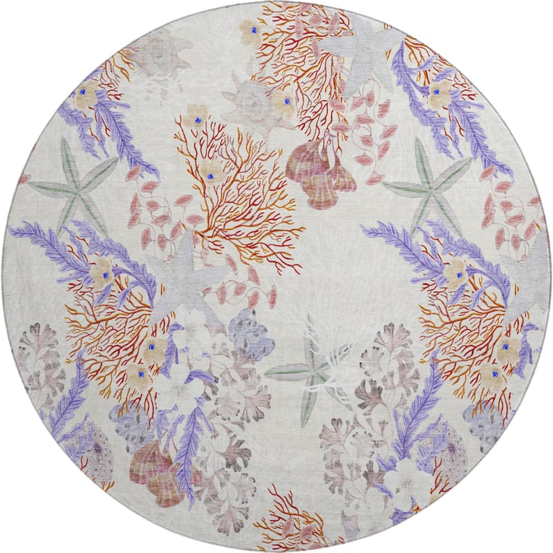 Premium Washable Super Soft Coral Starfish Coastal Mayfield Rug