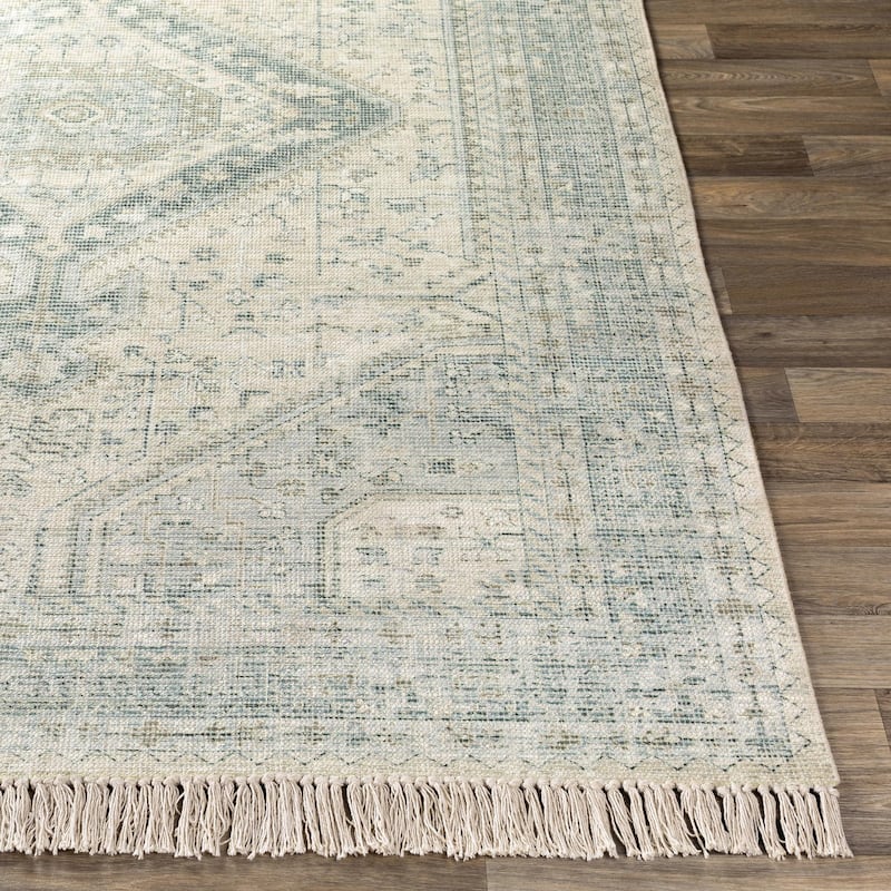 Livabliss Zainab Distressed Medallion Handmade Cotton Area Rug
